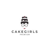 sweet cake with woman chocolate flavor logo vector icon symbol illustration design