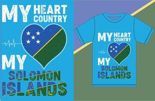 mi corazón, mi país, mis islas salomón. diseño de camiseta de bandera de las islas salomón vector