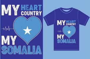 mi corazón, mi país, mi somalia. diseño de camisetas con la bandera de somalia. vector