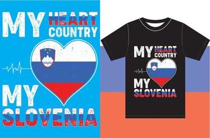 My Heart, My Country, My Slovenia. Slovenia Flag T shirt Design vector