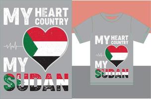 My Heart, My Country, My Sudan. Sudan Flag T shirt Design vector