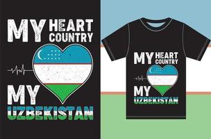 My Heart, My Country, My Uzbekistan. Uzbekistan Flag T shirt Design vector