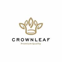 Abstract crown logo with leaf symbol on white background. Royal king icon. Beauty spa logo. Vector illustration.