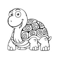 Cute Tortoise Cartoon Character Outline vector