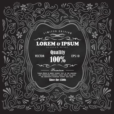 Vintage frame hand drawn border blackboard banner vector illustration
