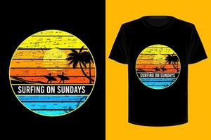 Surfing sunday retro vintage t shirt design
