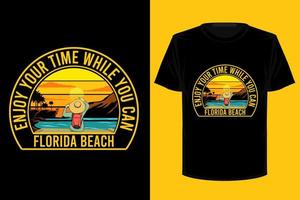 Florida beach retro vintage t shirt design vector