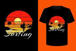 Surfing retro vintage t shirt design vector