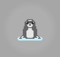Píxel de 8 bits de león marino. píxeles de animales para iconos de juegos. patrón de punto de cruz de vector de ilustración
