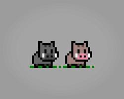 Pixel de 8 bits el jabalí. píxel de animales en ilustración vectorial para activo de juego o patrón de punto de cruz vector