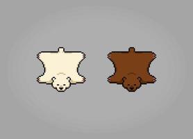 Pixel de 8 bits una alfombra de oso. animales para activos de juego y patrones de punto de cruz en ilustraciones vectoriales.