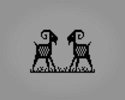 Píxel de 8 bits de cabra gemela. píxel animal en ilustración vectorial. vector