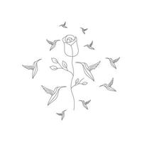 feminine flower rose with birds logo design, vector graphic symbol icon illustration creative idea