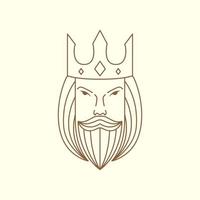 cara anciano rey con diseño de logotipo de barba, símbolo gráfico vectorial icono ilustración idea creativa vector