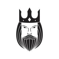 cara anciano rey barba larga diseño de logotipo, símbolo gráfico vectorial icono ilustración idea creativa vector