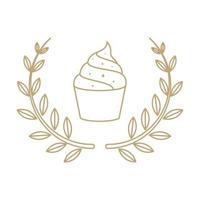 leaf badge with ice cake logo design, vector graphic symbol icon illustration creative idea