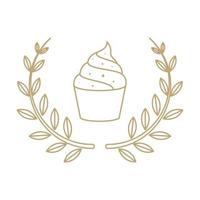 leaf badge with ice cake logo design, vector graphic symbol icon illustration creative idea