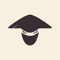 hipster samurai with hat logo design, vector graphic symbol icon illustration creative idea