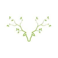 green leaf with head deer logo design, vector graphic symbol icon illustration creative idea