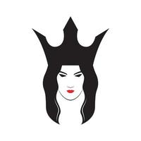 women face long hair with crown logo design, vector graphic symbol icon illustration creative idea