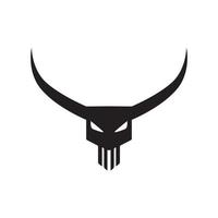 minimalist skull with long horn logo design, vector graphic symbol icon illustration creative idea