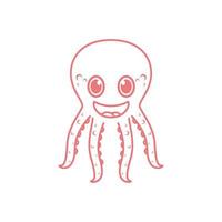 line octopus cartoon smile logo design, vector graphic symbol icon illustration creative idea