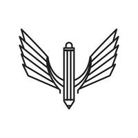 modern line pencil with wings logo design, vector graphic symbol icon illustration creative idea