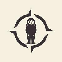 astronaut with compass space logo design, vector graphic symbol icon illustration creative idea