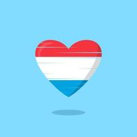 ilustración de amor en forma de bandera de luxemburgo vector