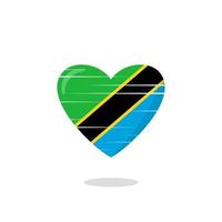 ilustración de amor en forma de bandera de tanzania vector