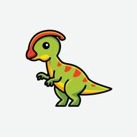 ute bebé parasaurolophus dibujos animados dinosaurio personaje ilustración aislado vector