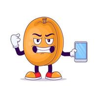 peach cartoon mascot showing strong expression vector