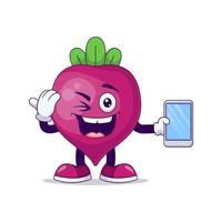 beetroot cartoon mascot showing salute expression