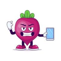 beetroot cartoon mascot showing strong expression vector