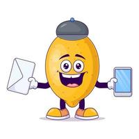 Postman lemon cartoon mascot character vector