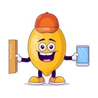 Carpenter lemon cartoon mascot character vector