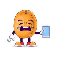 peach cartoon mascot showing crying expression vector