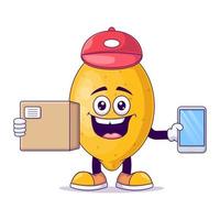 Courier lemon cartoon mascot character vector