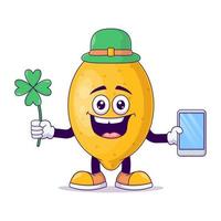 Leprechaun lemon cartoon mascot character vector