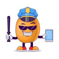 Policeman peach cartoon mascot character vector