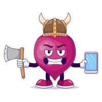 Viking beetroot cartoon mascot character vector