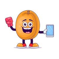 Boxing peach cartoon mascot character vector