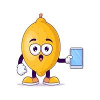 lemon cartoon mascot showing surprised expression vector