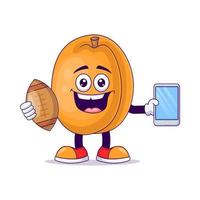 peach playing rugby cartoon mascot character vector