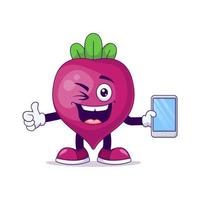 beetroot cartoon mascot showing thumbs up expression vector