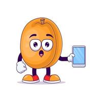 peach cartoon mascot showing surprised expression vector