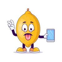 mascota de dibujos animados de limón que muestra expresión burlona vector