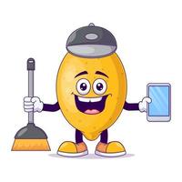 Cleaner lemon cartoon mascot character vector