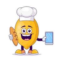 Baker lemon cartoon mascot character vector