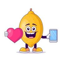 With love lemon cartoon mascot character vector
